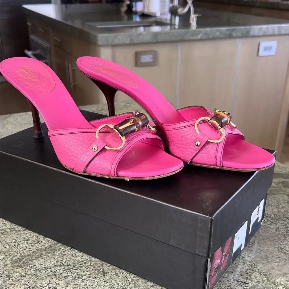 GUCCI Pink Women's Heeled Sandals 8